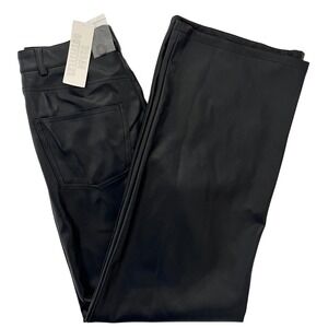 Urban Outfitters High & Wide Faux Leather Pants NWT Womens Sz 26 Black High Rise